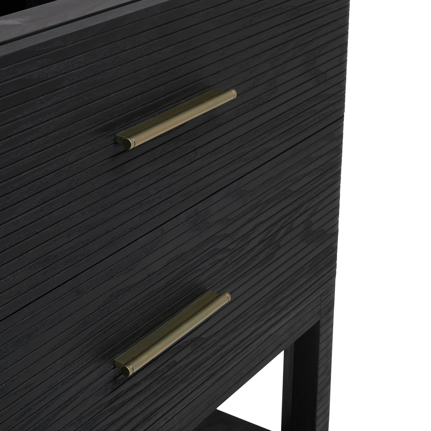 Renovate for Less Atlanta Lucian 36" Single Vanity, Carbon Oak, w/ 3 CM Tajnar Eclos Widespread Top