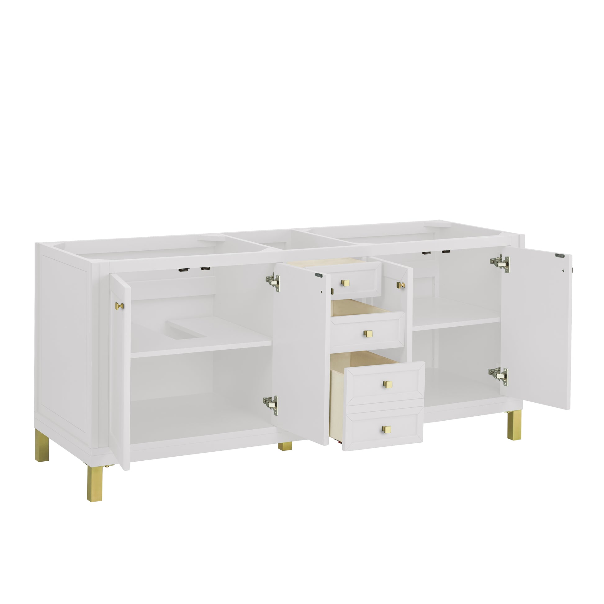 Renovate for Less Atlanta Chicago 72" Double Vanity, Glossy White, w/ 3 CM Phantome Eclos Top