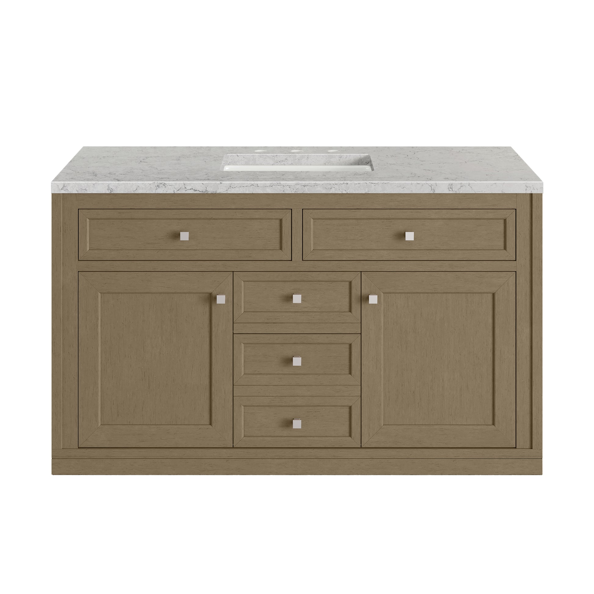 Renovate for Less Atlanta Chicago 48" Single Vanity, Walnut Whisper, w/ 3 CM Eternal Jasmine Pearl Silestone® Top