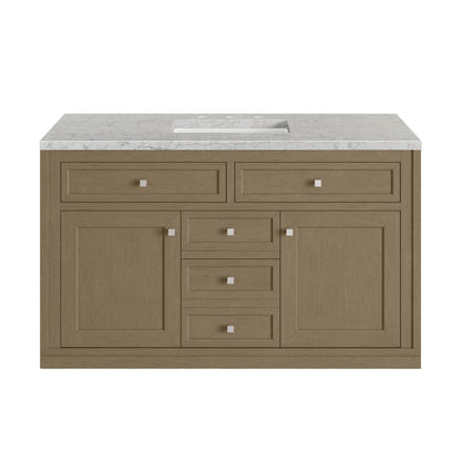 Renovate for Less Atlanta Chicago 48" Single Vanity, Walnut Whisper, w/ 3 CM Eternal Jasmine Pearl Silestone® Top