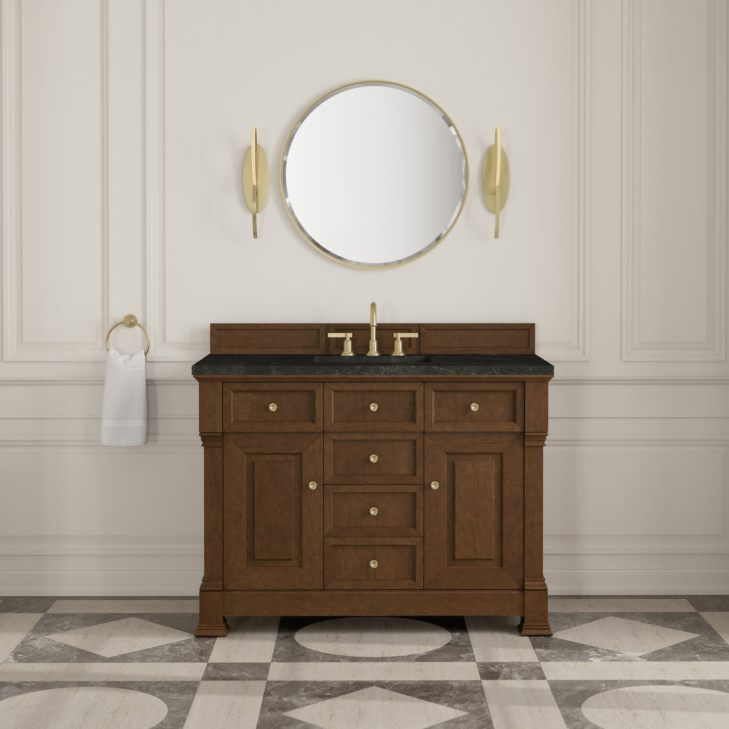 Renovate for Less Atlanta Brookfield 48" Single Vanity, Honey Oak, w/ 3 CM Phantome Eclos Top
