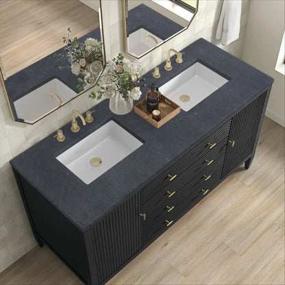 Myrrin 60" Double Vanity, Carbon Oak w/ 3 CM Charcoal Soapstone Silestone Top
