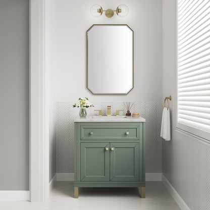 Renovate for Less Atlanta Chicago 30" Single Vanity, Smokey Celadon, w/ 3 CM Eternal Jasmine Pearl Silestone® Top