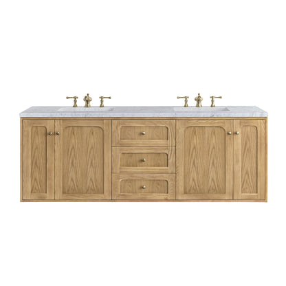 Renovate for Less Atlanta Laurent 72" Double Vanity, Light Natural Oak w/ 3 CM Carrara Marble Top