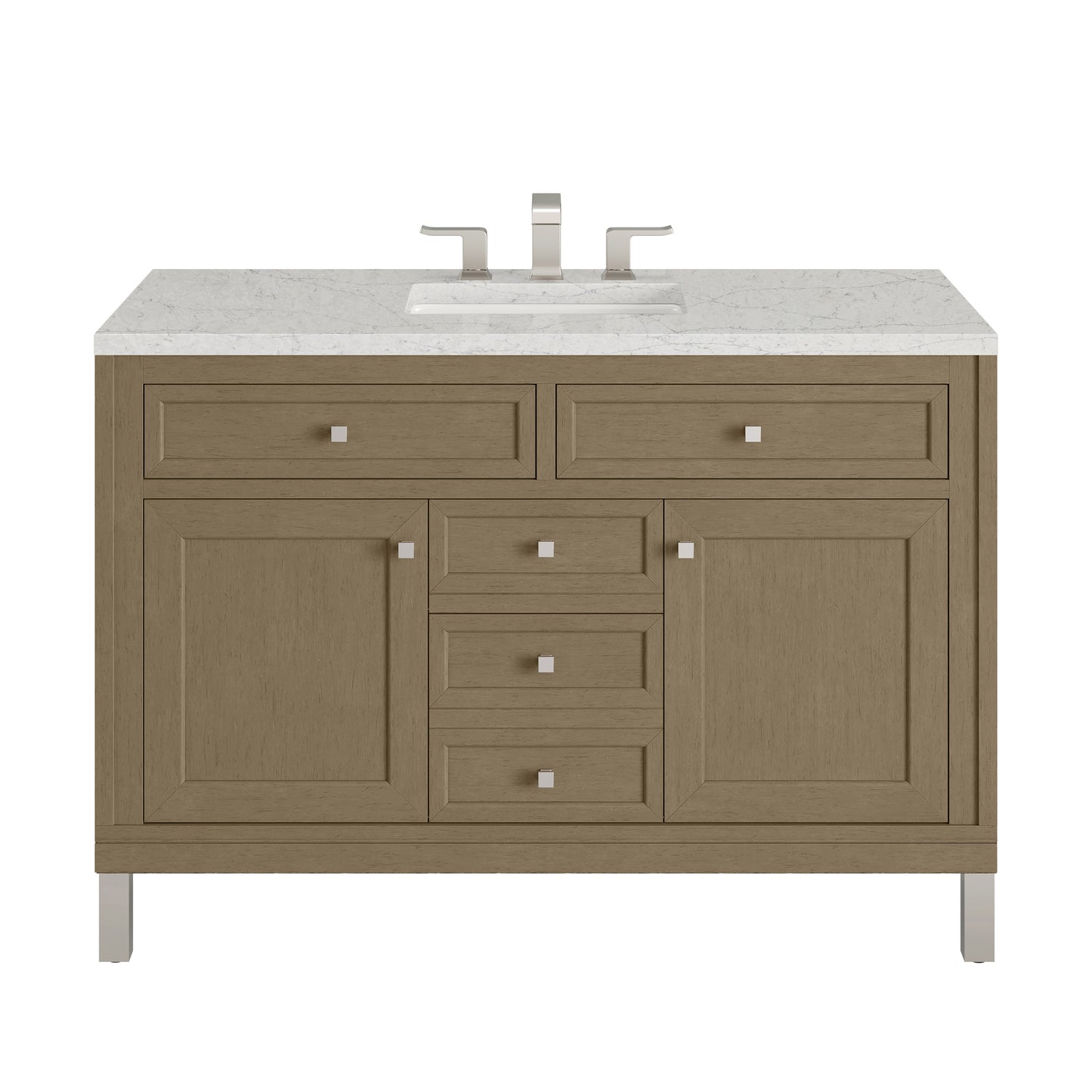 Renovate for Less Atlanta Chicago 48" Single Vanity, Walnut Whisper, w/ 3 CM Eternal Jasmine Pearl Silestone® Top