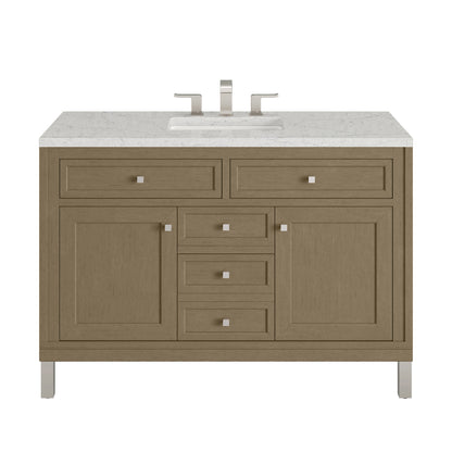Renovate for Less Atlanta Chicago 48" Single Vanity, Walnut Whisper, w/ 3 CM Eternal Jasmine Pearl Silestone® Top