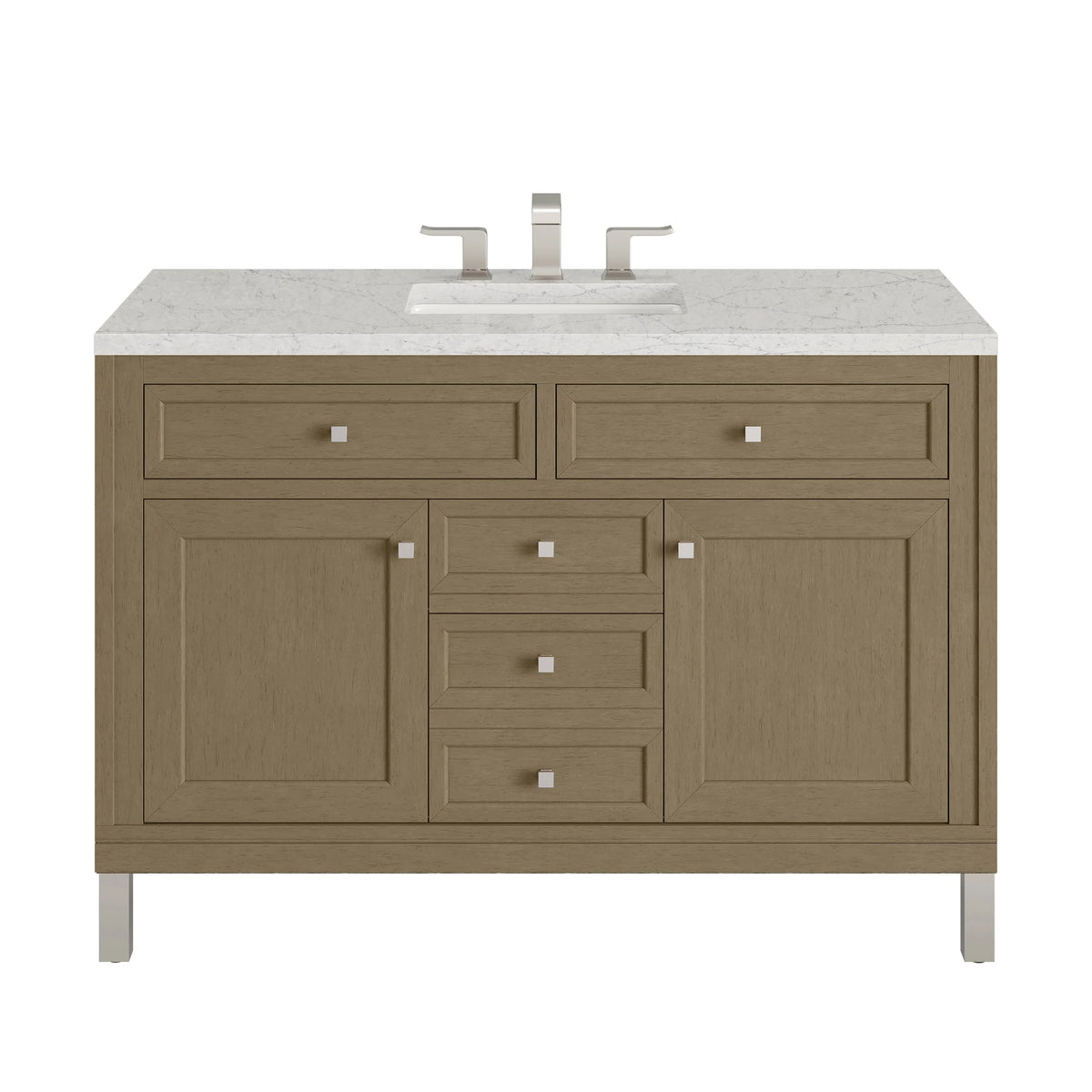 Chicago 48" Single Vanity, Walnut Whisper, w/ 3 CM Eternal Jasmine Pearl Silestone® Top