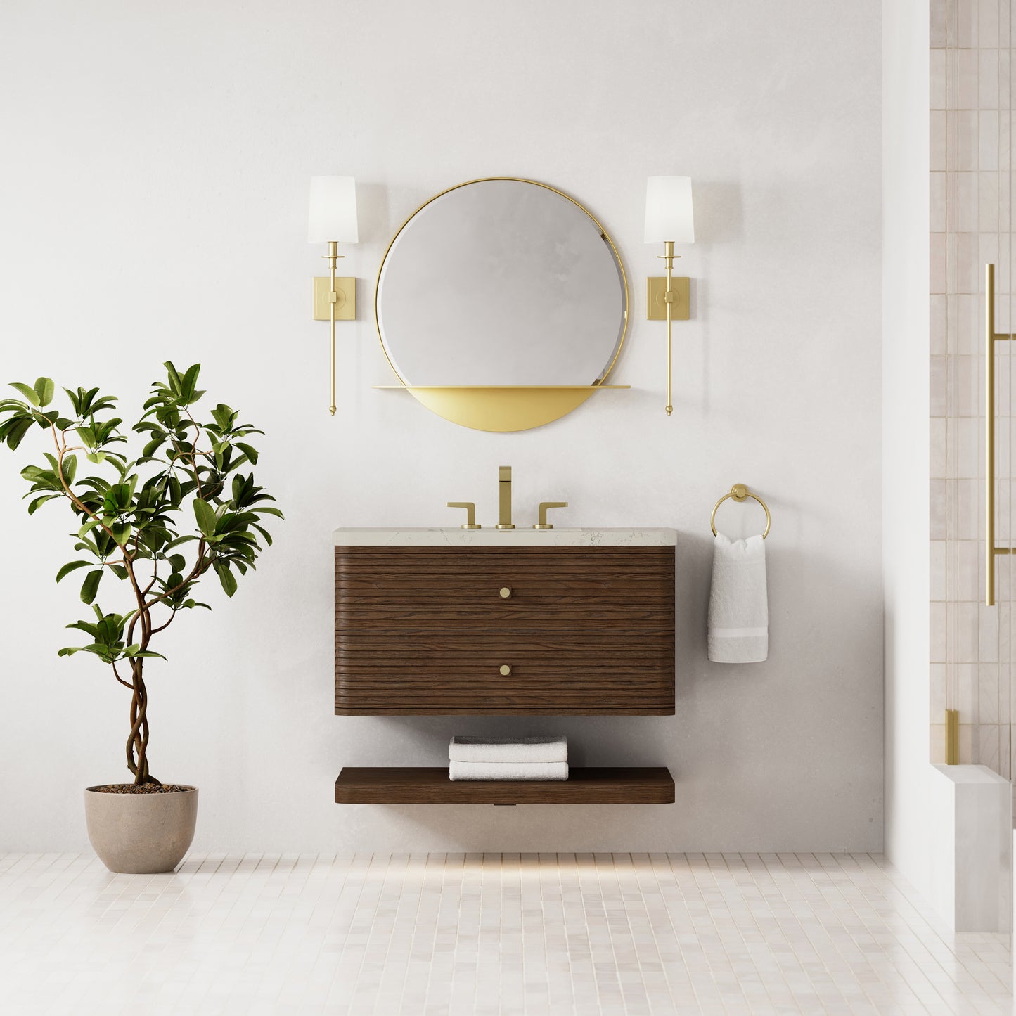 Renovate for Less Atlanta Allamari 36" Single Vanity, Sable w/ 3 CM Siberian Silestone Top