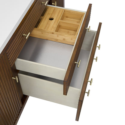 Renovate for Less Atlanta Myrrin 60" Double Vanity, Mid Century Walnut, w/ 3 CM Phantome Eclos Top