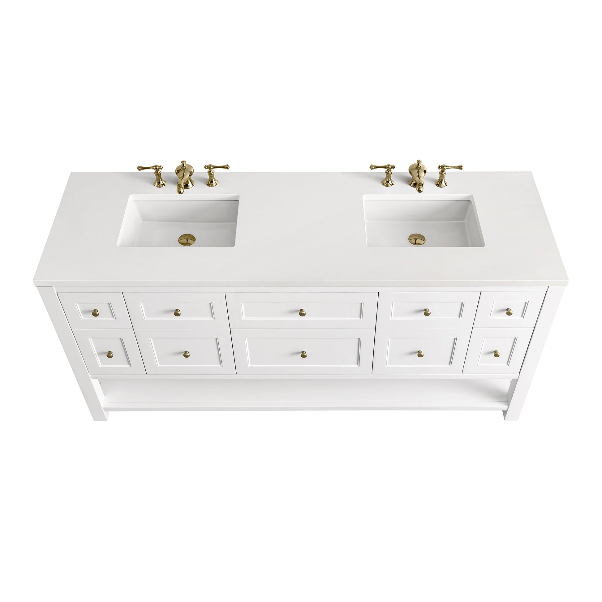 Renovate for Less Atlanta Breckenridge 72" Double Vanity, Bright White w/ 3 CM White Zeus Top
