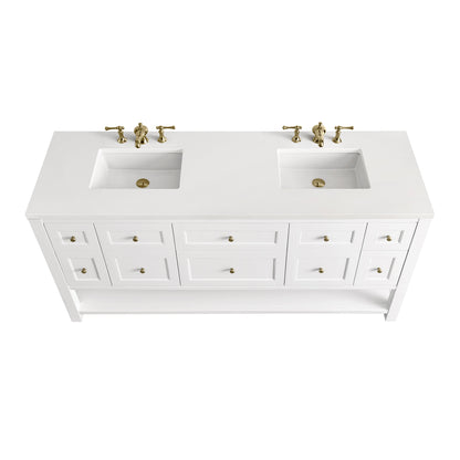 Renovate for Less Atlanta Breckenridge 72" Double Vanity, Bright White w/ 3 CM White Zeus Top
