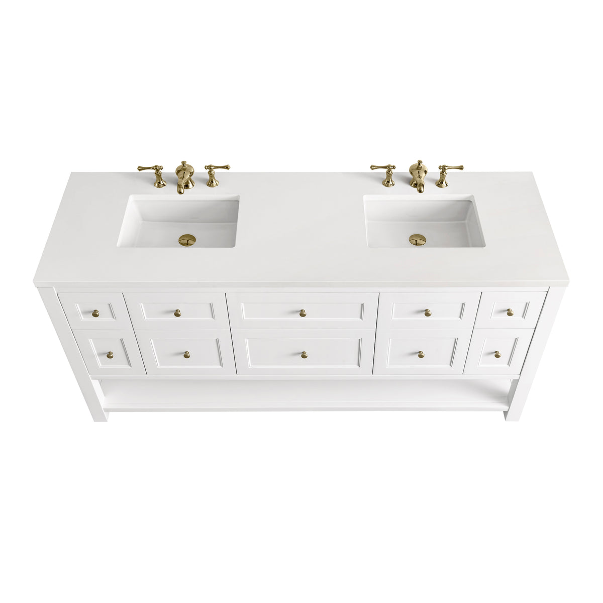 Renovate for Less Atlanta Breckenridge 72" Double Vanity, Bright White w/ 3 CM White Zeus Top