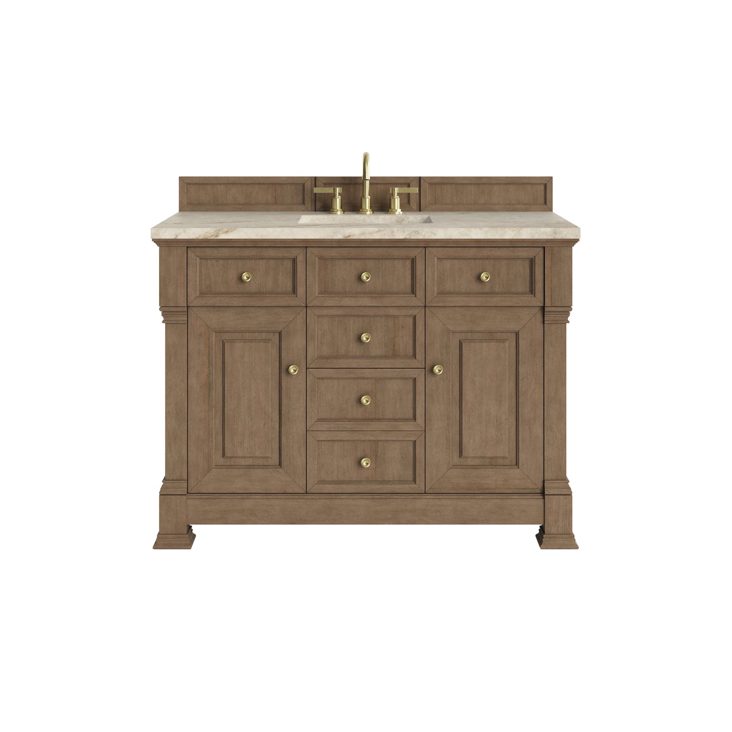 Renovate for Less Atlanta Brookfield 48" Single Vanity, Pecan, w/ 3 CM Tajnar Eclos Top