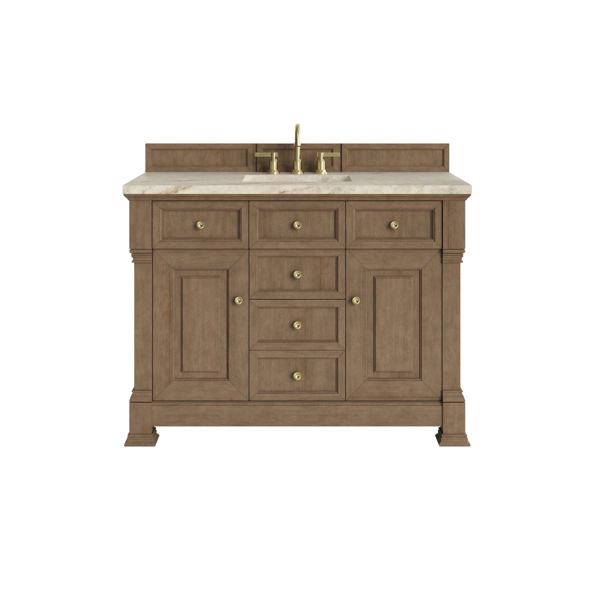 Renovate for Less Atlanta Brookfield 48" Single Vanity, Pecan, w/ 3 CM Tajnar Eclos Top
