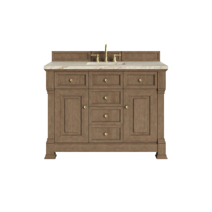 Renovate for Less Atlanta Brookfield 48" Single Vanity, Pecan, w/ 3 CM Tajnar Eclos Top
