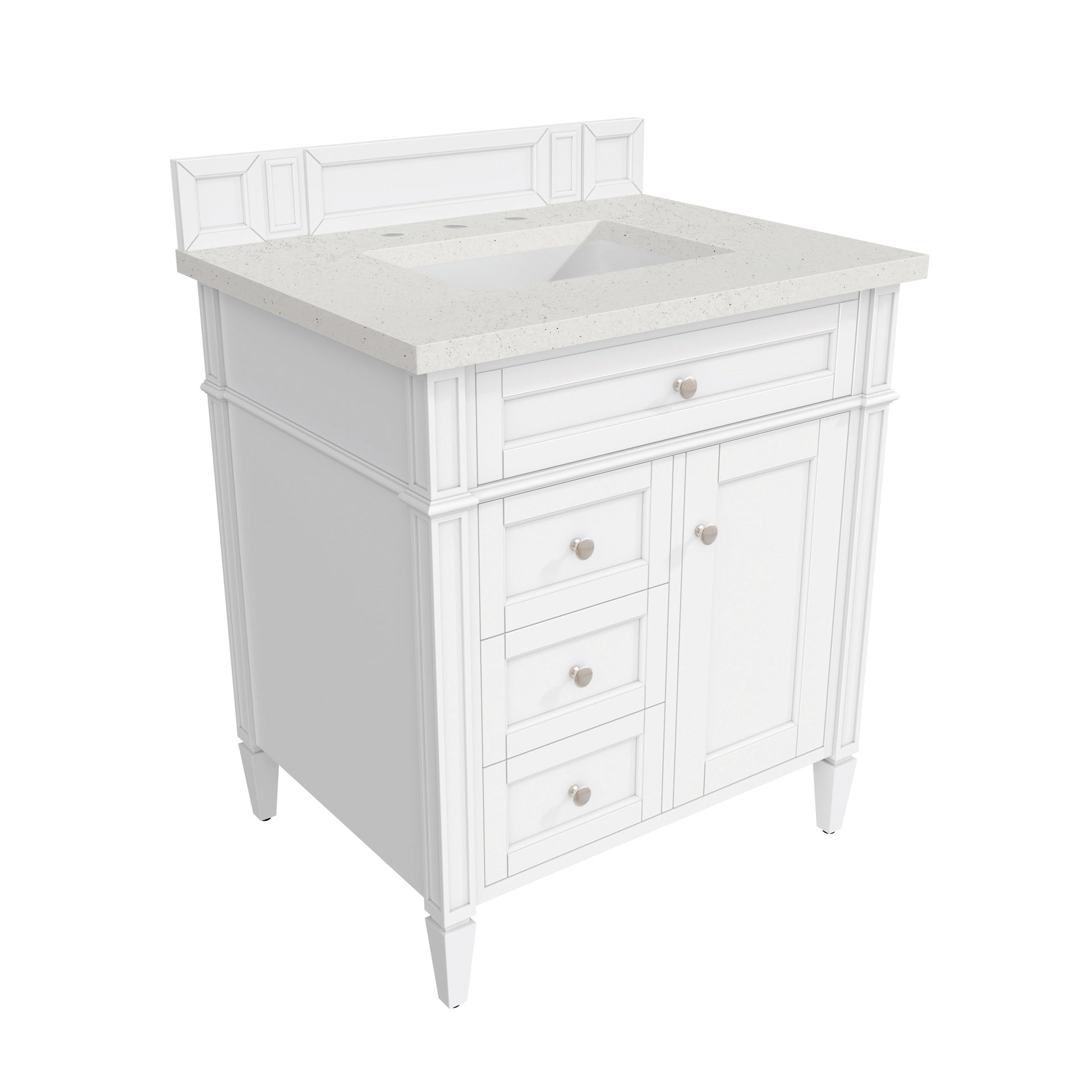 Renovate for Less Atlanta Brittany 30" Single Vanity, Bright White, w/ 3 CM Lime Delight Silestone Top