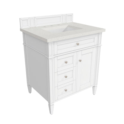 Renovate for Less Atlanta Brittany 30" Single Vanity, Bright White, w/ 3 CM Lime Delight Silestone Top