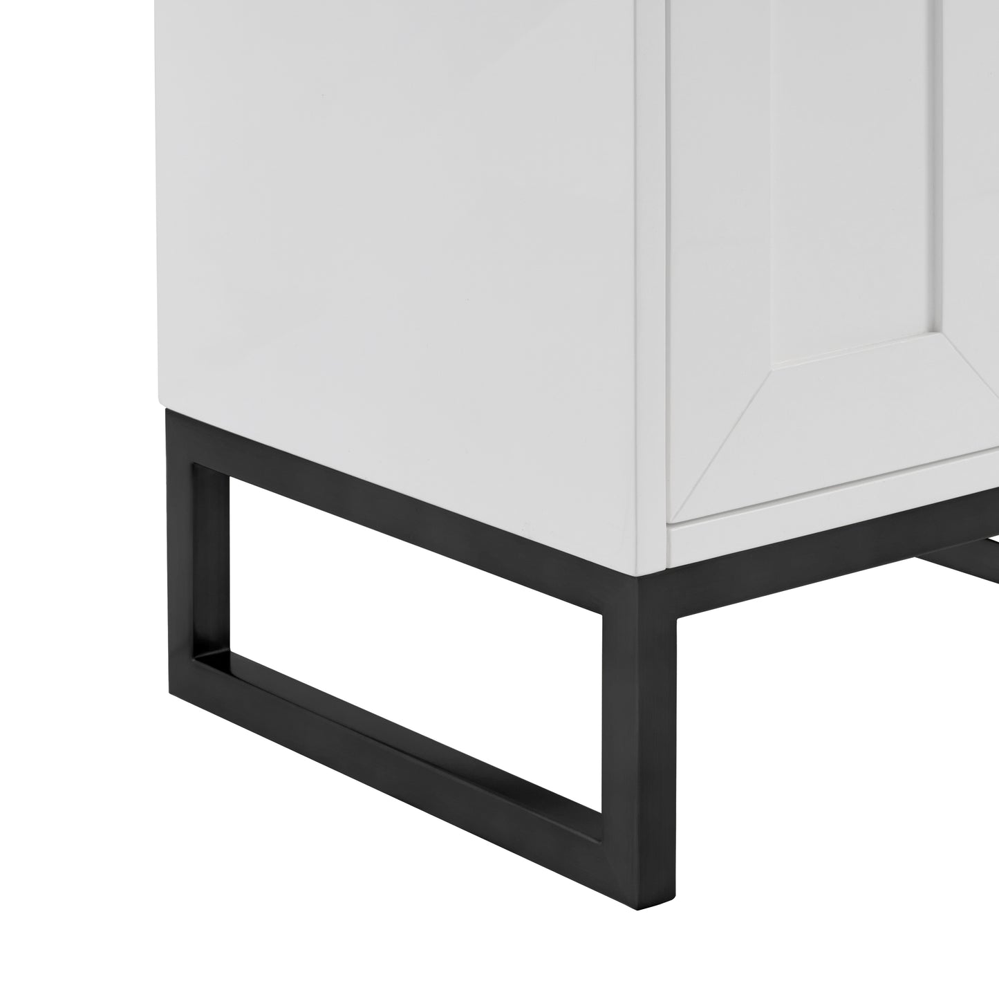 Renovate for Less Atlanta Chianti 20" Single Vanity, Glossy White, Matte Black, w/ White Glossy Composite Stone Top