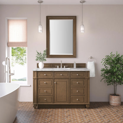 Bristol 48" Single Vanity, Saddle Brown w/ 3 CM Carrara Marble Top