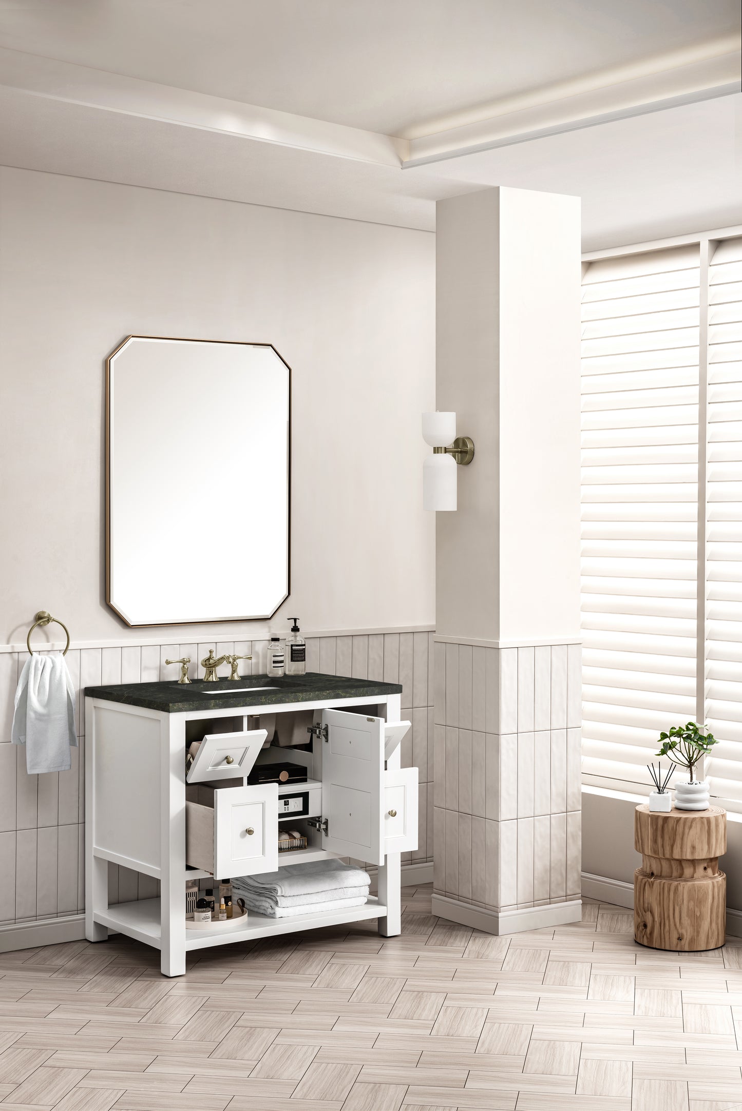 Renovate for Less Atlanta Breckenridge 36" Single Vanity, Bright White, w/ 3 CM Phantome Eclos Top