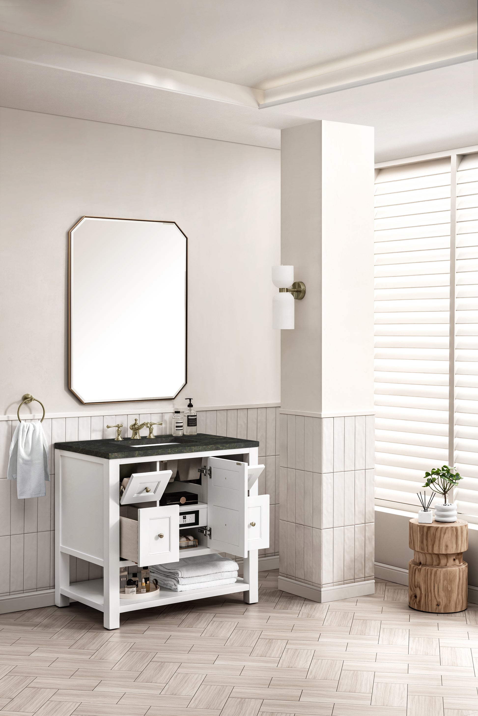 Renovate for Less Atlanta Breckenridge 36" Single Vanity, Bright White, w/ 3 CM Phantome Eclos Top