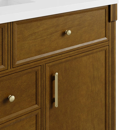 Bellshire 48" Single Vanity, Honey Oak w/ 3 CM Parisien Bleu Silestone Top