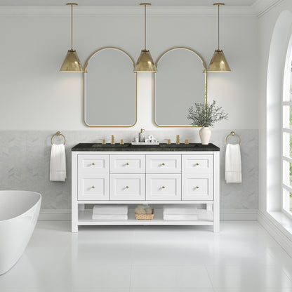 Renovate for Less Atlanta Breckenridge 60" Double Vanity, Bright White, w/ 3 CM Phantome Eclos Top