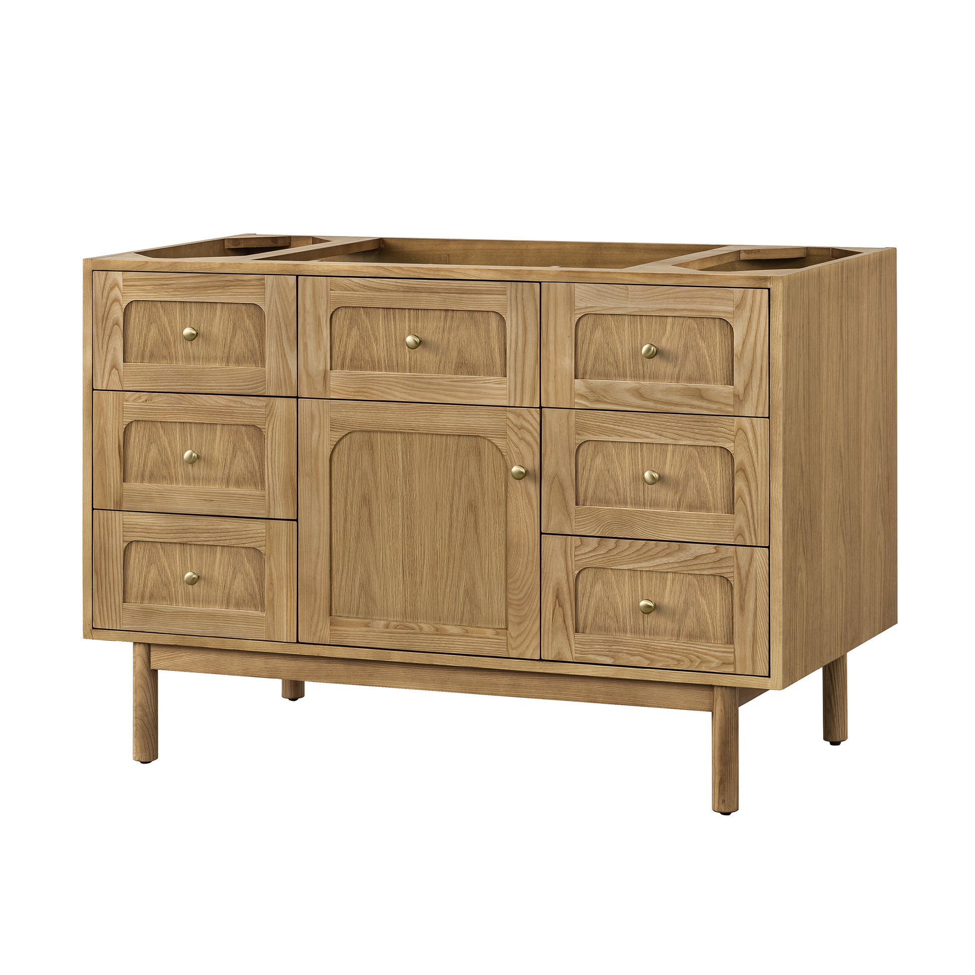 Renovate for Less Atlanta Laurent 48" Single Vanity, Light Natural Oak w/ 3 CM Victorian Silver Top w/FreePower Wireless Charger