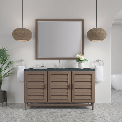 Renovate for Less Atlanta Portland 60" Single Vanity Whitewashed Walnut w/ 3 CM Charcoal Soapstone Silestone Top