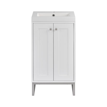 Renovate for Less Atlanta Chianti 20" Single Vanity, Glossy White, Brushed Nickel, w/ White Glossy Composite Stone Top