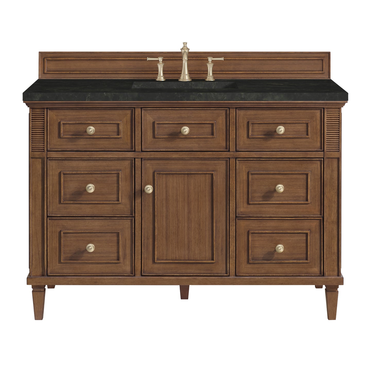 Renovate for Less Atlanta Lorelai 48" Single Vanity, Mid-Century Walnut, w/ 3 CM Phantome Eclos Top