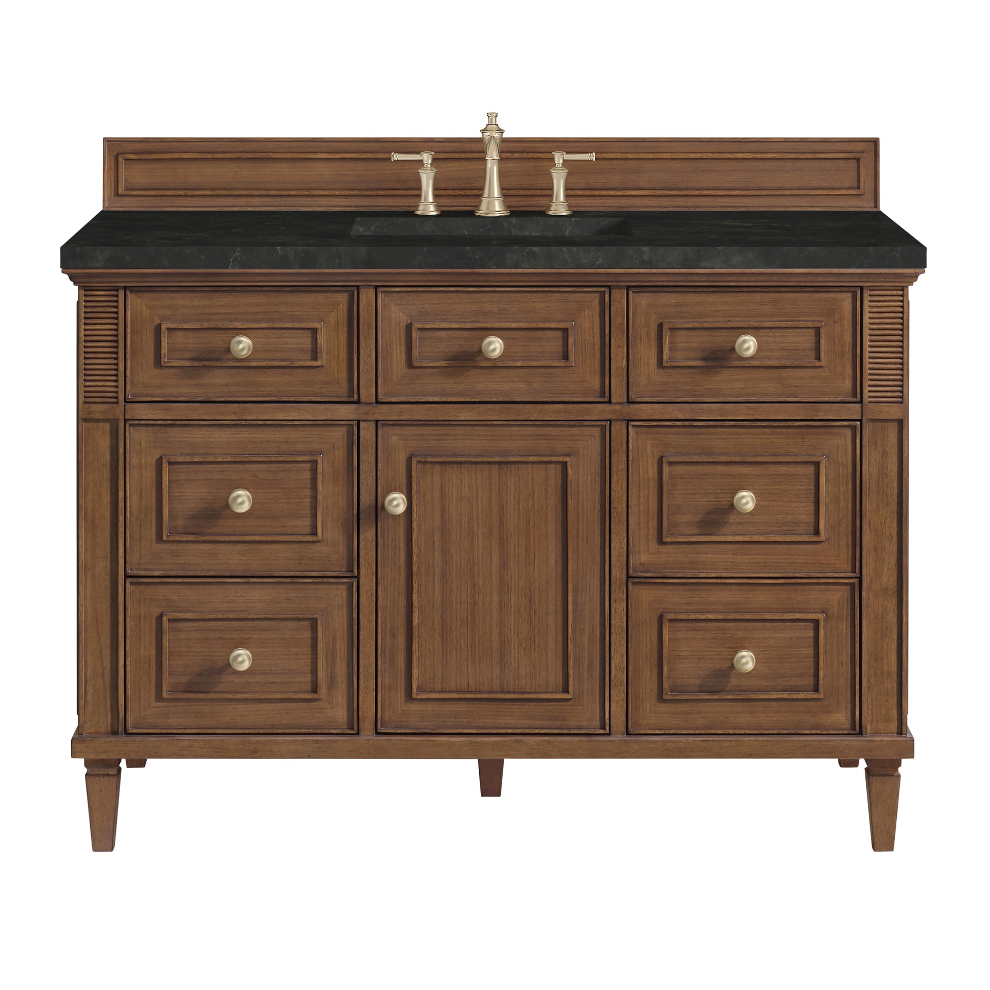 Renovate for Less Atlanta Lorelai 48" Single Vanity, Mid-Century Walnut, w/ 3 CM Phantome Eclos Top