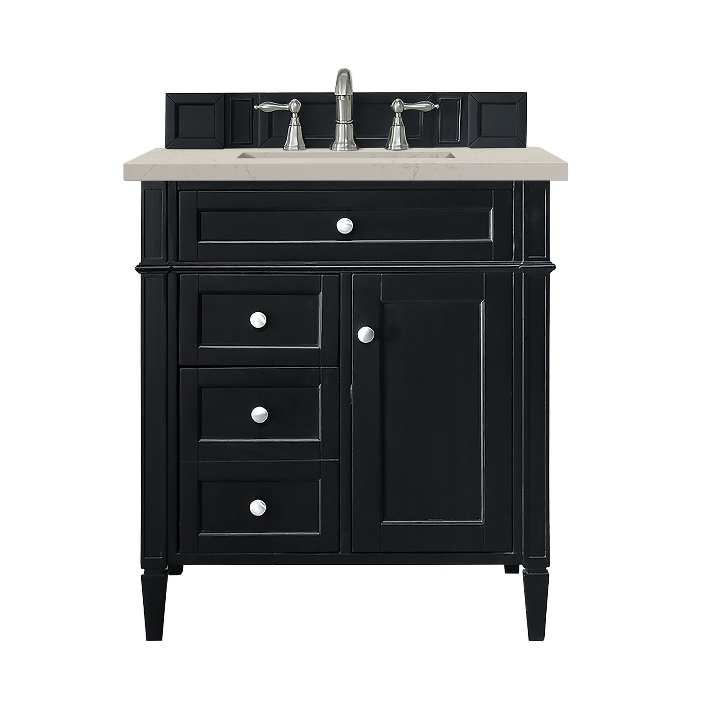 Renovate for Less Atlanta Brittany 30" Single Vanity, Black Onyx, w/ 3 CM Siberian Silestone Top