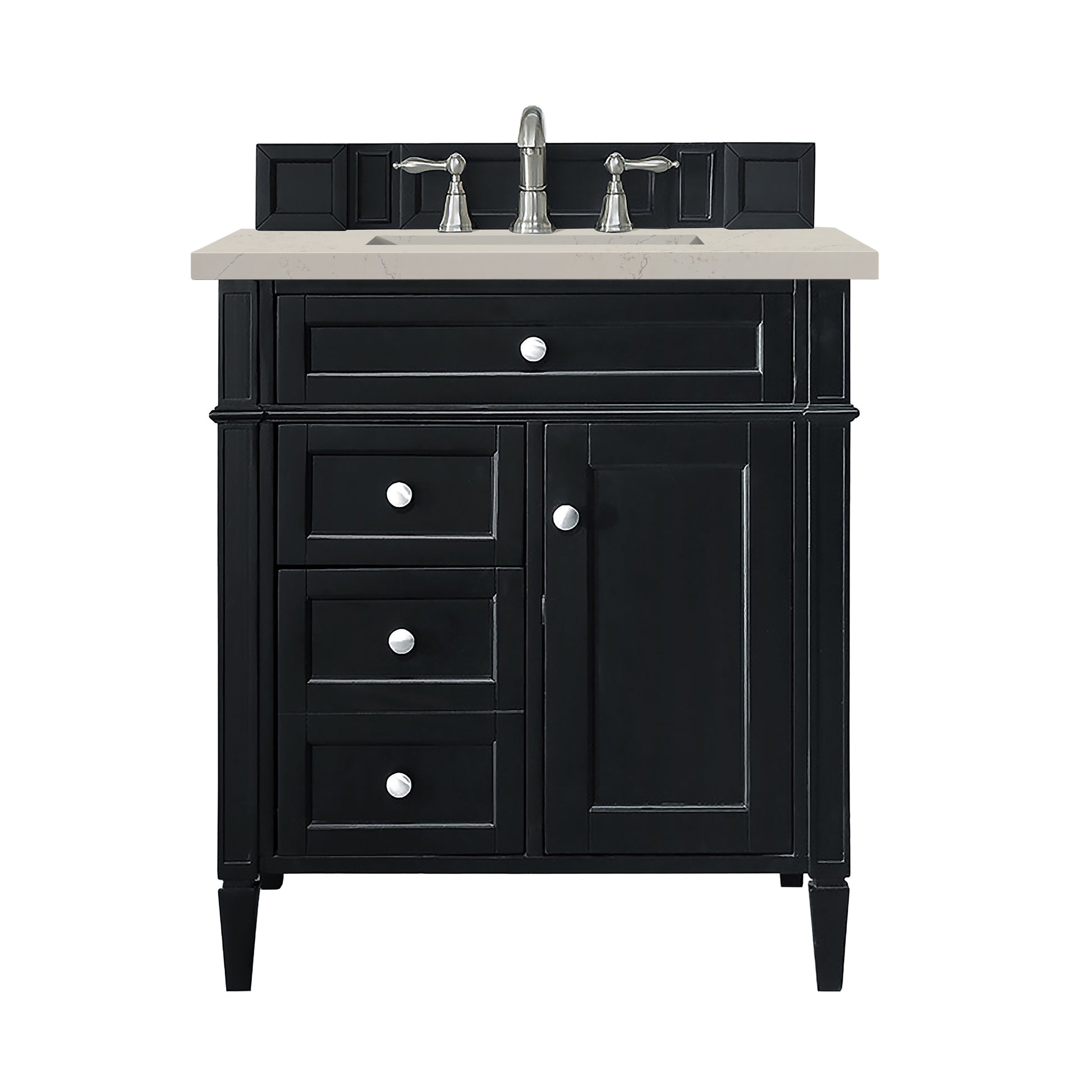 Renovate for Less Atlanta Brittany 30" Single Vanity, Black Onyx, w/ 3 CM Siberian Silestone Top