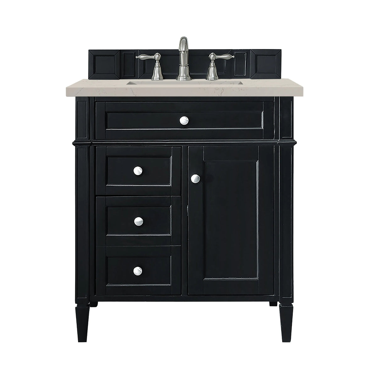 Brittany 30" Single Vanity, Black Onyx, w/ 3 CM Siberian Silestone Top