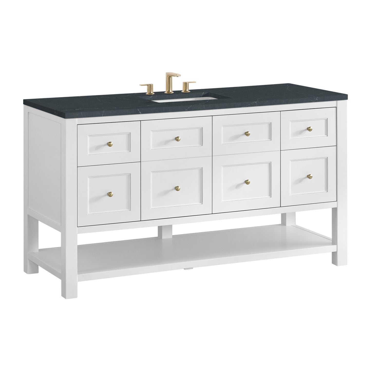 Renovate for Less Atlanta Breckenridge 60" Single Vanity, Bright White, w/ 3 CM Charcoal Soapstone Quartz Top
