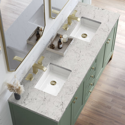 Renovate for Less Atlanta Chicago 72" Double Vanity, Smokey Celadon, w/ 3 CM Eternal Jasmine Pearl Silestone® Top