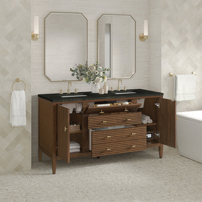 Renovate for Less Atlanta Myrrin 60" Double Vanity, Mid Century Walnut, w/ 3 CM Phantome Eclos Top