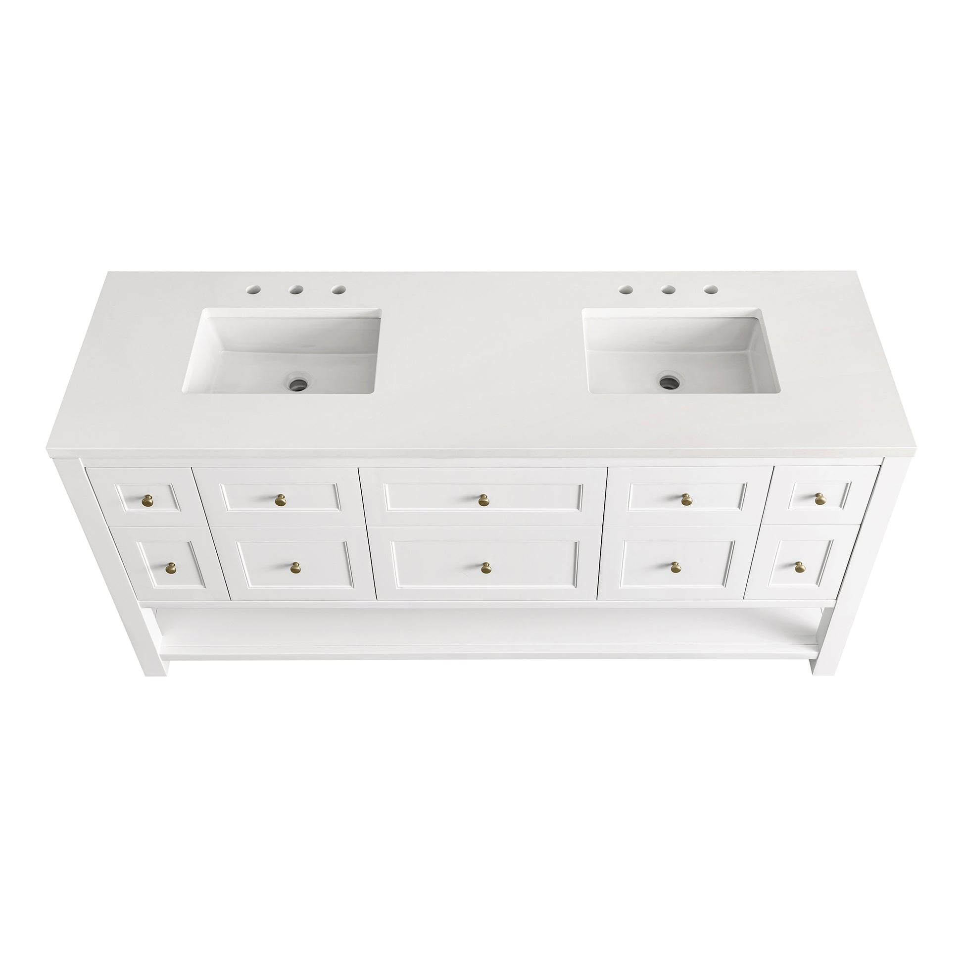 Renovate for Less Atlanta Breckenridge 72" Double Vanity, Bright White w/ 3 CM White Zeus Top