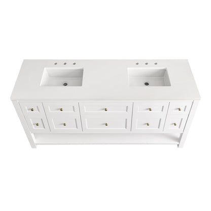 Renovate for Less Atlanta Breckenridge 72" Double Vanity, Bright White w/ 3 CM White Zeus Top