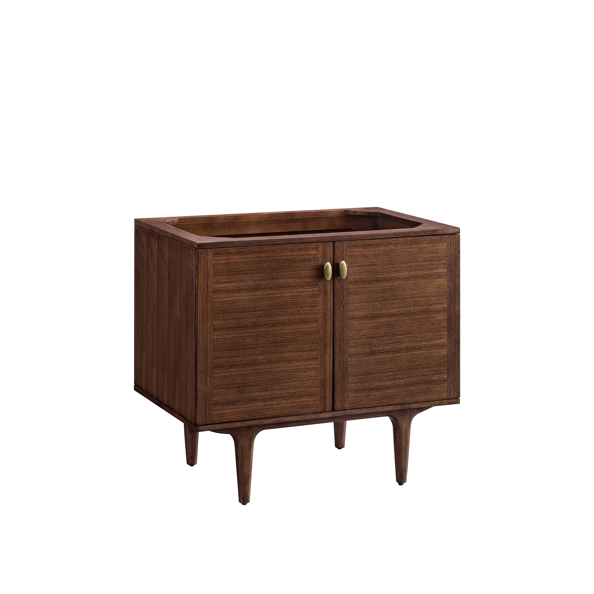 Renovate for Less Atlanta Amberly 36" Single Vanity, Mid-Century Walnut w/ 3 CM White Zeus Top