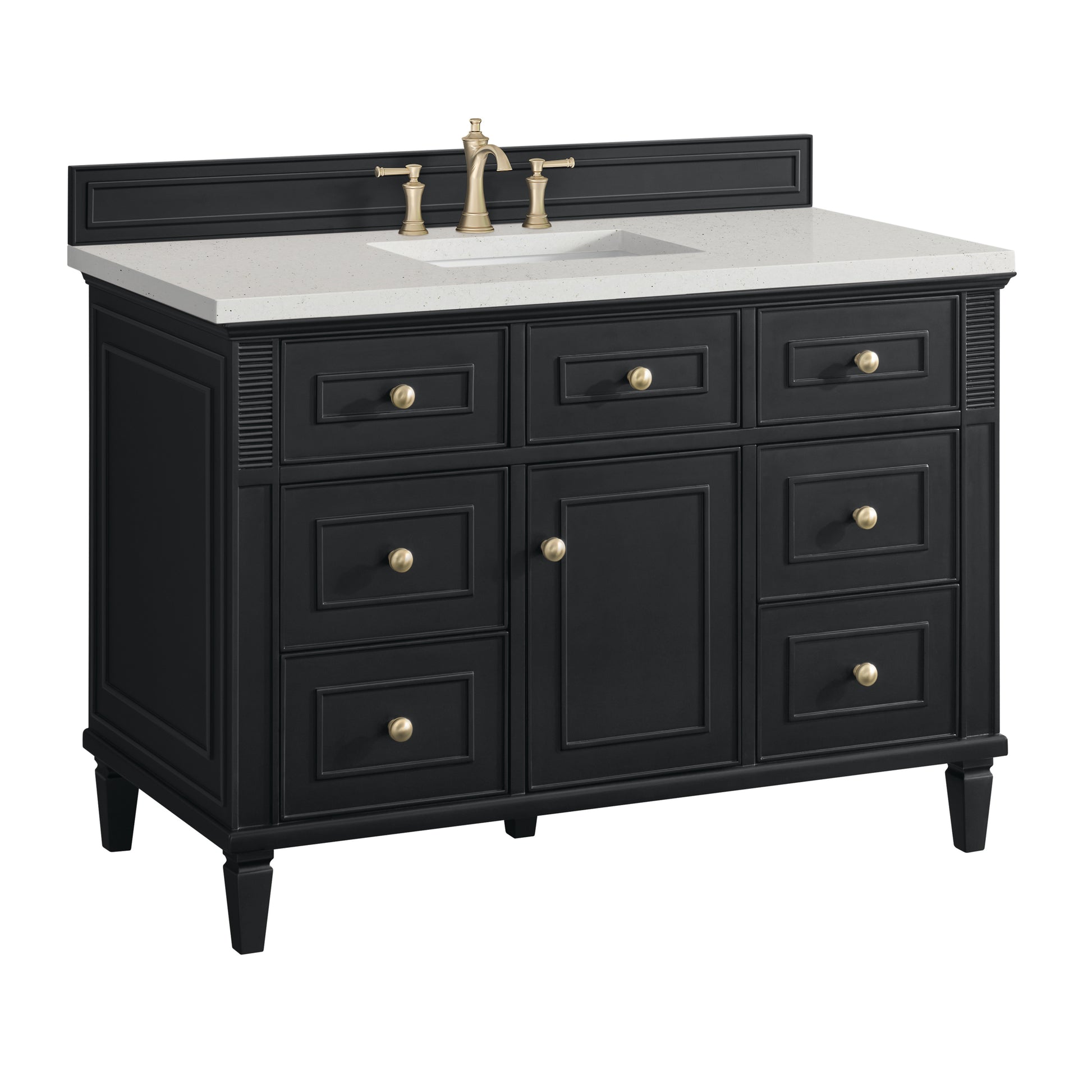 Renovate for Less Atlanta Lorelai 48" Single Vanity, Black Onyx w/ 3 CM Lime Delight Silestone Top
