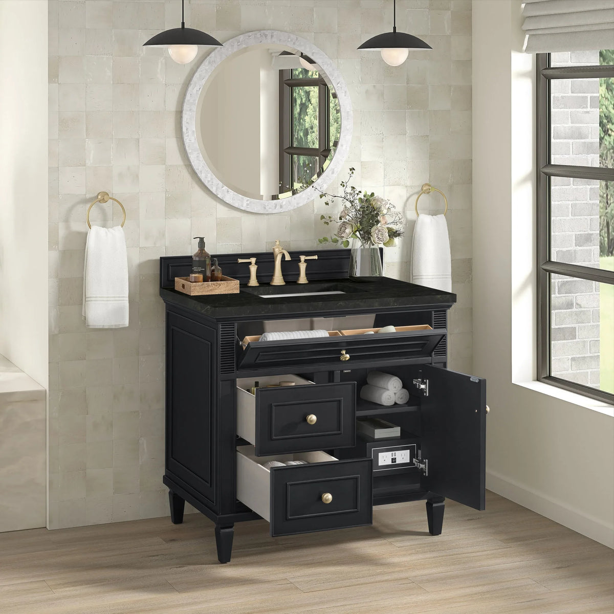 Lorelai 36" Single Vanity, Black Onyx, w/ 3 CM Phantome Eclos Top