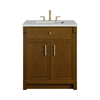 Bellshire 30" Single Vanity, Honey Oak w/ 3 CM Ethereal Noctis Silestone Top