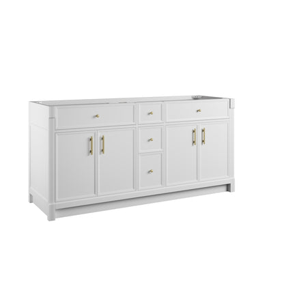 Renovate for Less Atlanta Bellshire 72" Double Vanity, Bright White w/ 3 CM Tajnar Eclos Top w/FreePower Wireless Charger