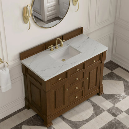 Brookfield 48" Single Vanity, Honey Oak w/ 3 CM Ethereal Noctis Silestone Top