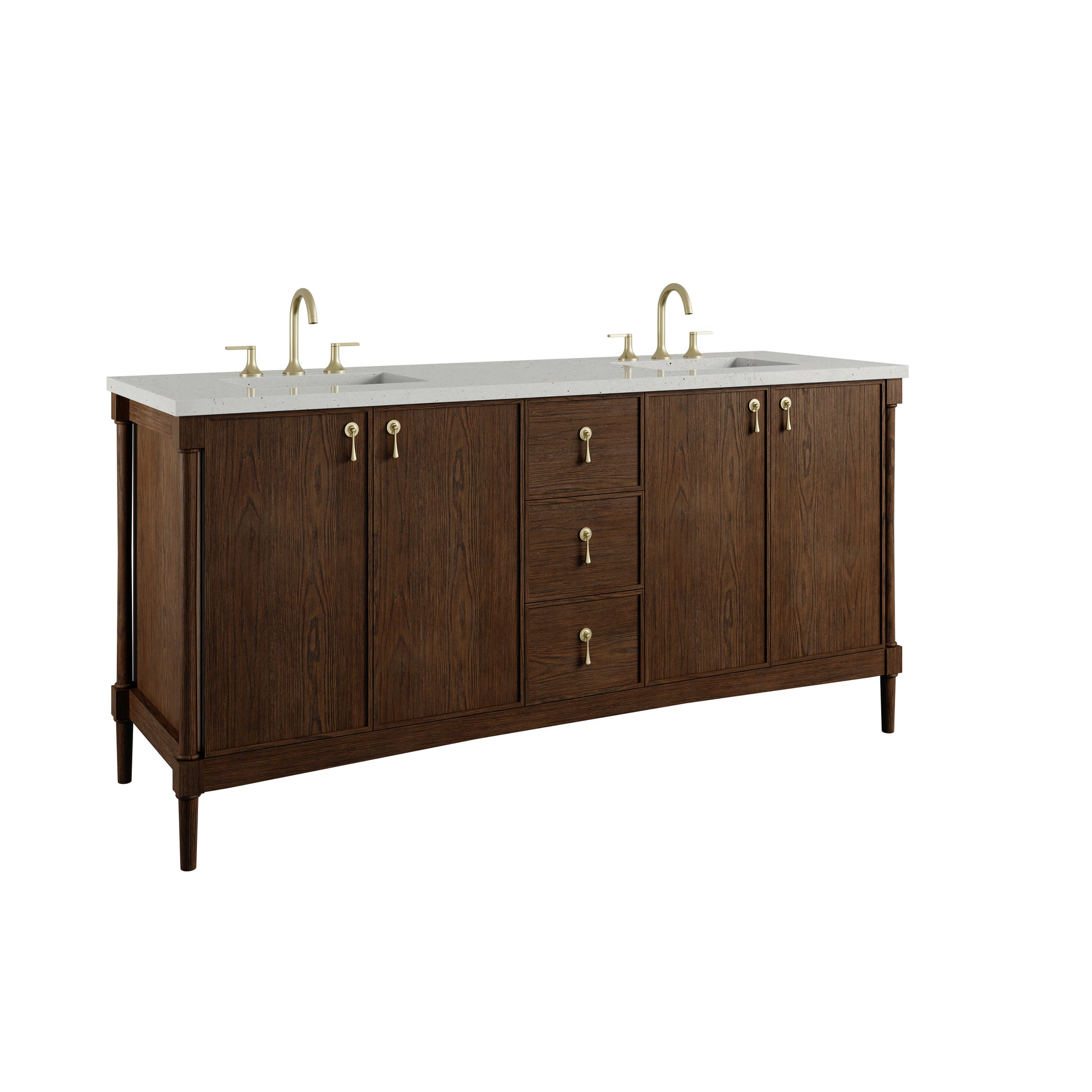 Renovate for Less Atlanta Kinnsden 72" Double Vanity, Sable Oak w/ 3 CM Lime Delight Silestone Top