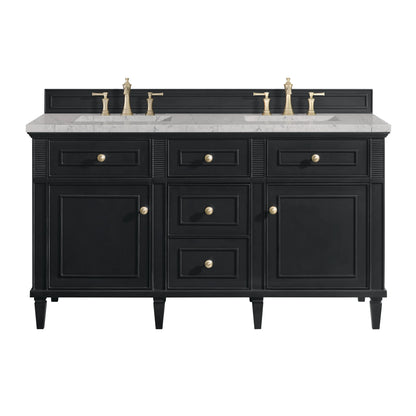 Lorelai 60" Double Vanity, Black Onyx w/ 3 CM Eternal Jasmine Pearl Silestone Top