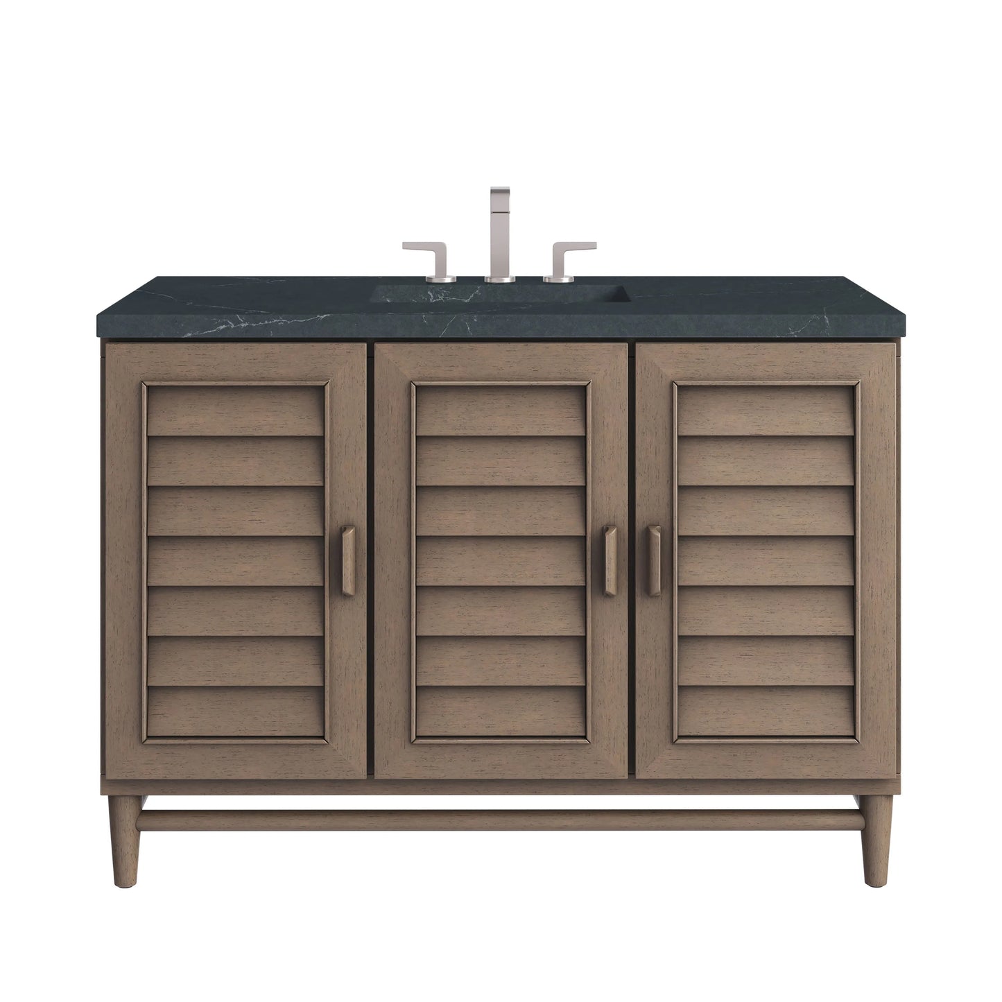 Portland 48" Single Vanity Whitewashed Walnut w/ 3 CM Charcoal Soapstone Silestone Top