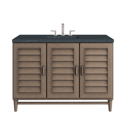 Portland 48" Single Vanity Whitewashed Walnut w/ 3 CM Charcoal Soapstone Silestone Top